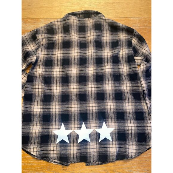 Vintage Plaid Flannel Button-Up Shirt In Beige & Black - Picture 4 of 4